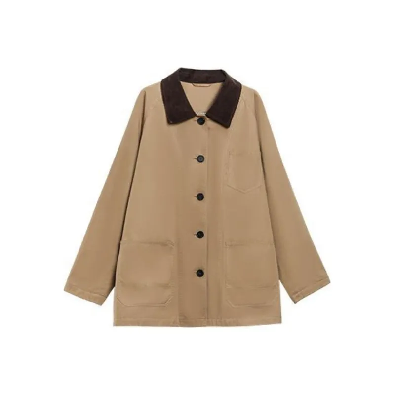 DEAR DEER PUFF Trench Coat Women's Khaki-0