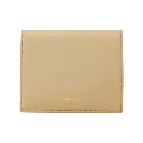 FERRAGAMO Calfskin Wallet Women's Beige