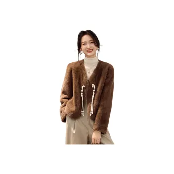 CARBAMMI Velvet feel Coat Women's Brown