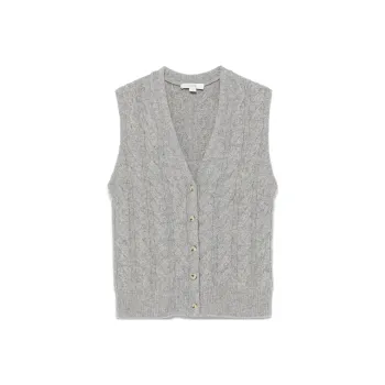 VINCE Cable knit Button Waistcoat
