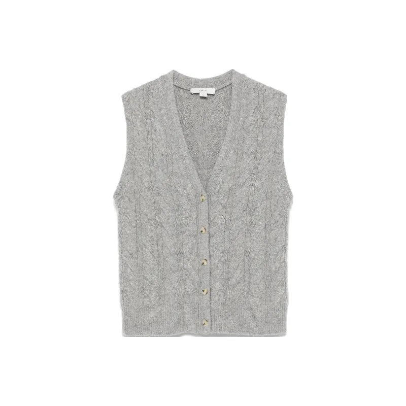 VINCE Cable knit Button Waistcoat-0