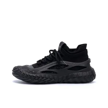 HUANQIU Breathable Coverage Height Increase Mid Top Casual Shoes Men's Black