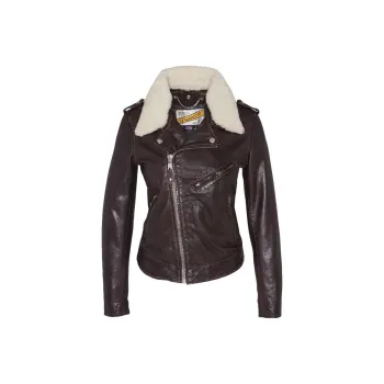 Schott N.Y.C. Leather Jacket Women's Plum