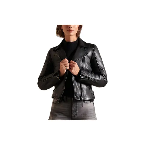 SUPERDRY Leather Jacket Women's Black