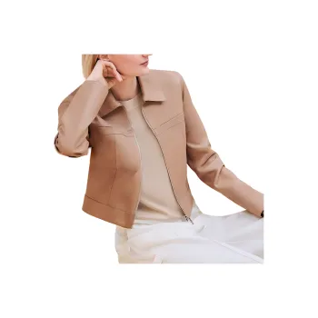 HERMES FW24 Leather Jacket Women's Beige Camel