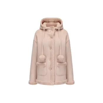 CHIWAWAMEME Velvet feel Coat Women's Milk Tea Pink