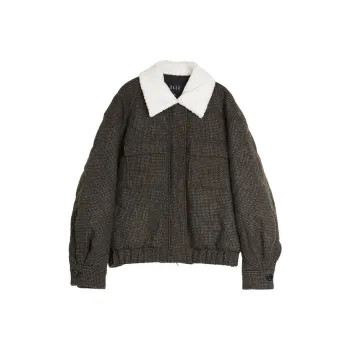 ELLE Puffer Jacket Women's Coffee Plaid