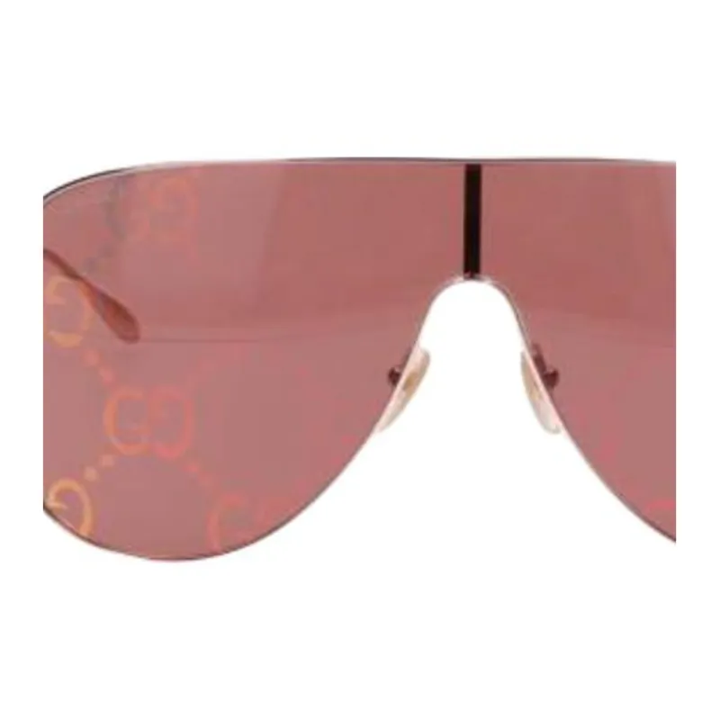 GUCCI Metal Irregular Shape Sunglasses Women's Gold-1