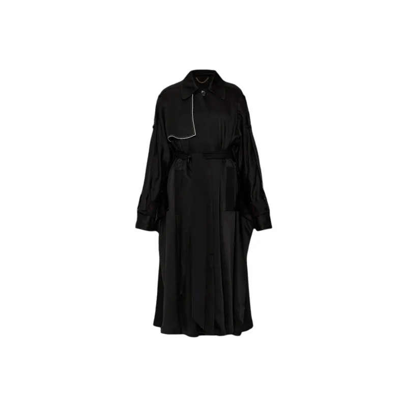 Victoria Beckham Long Sleeved Belted Satin Coat-0