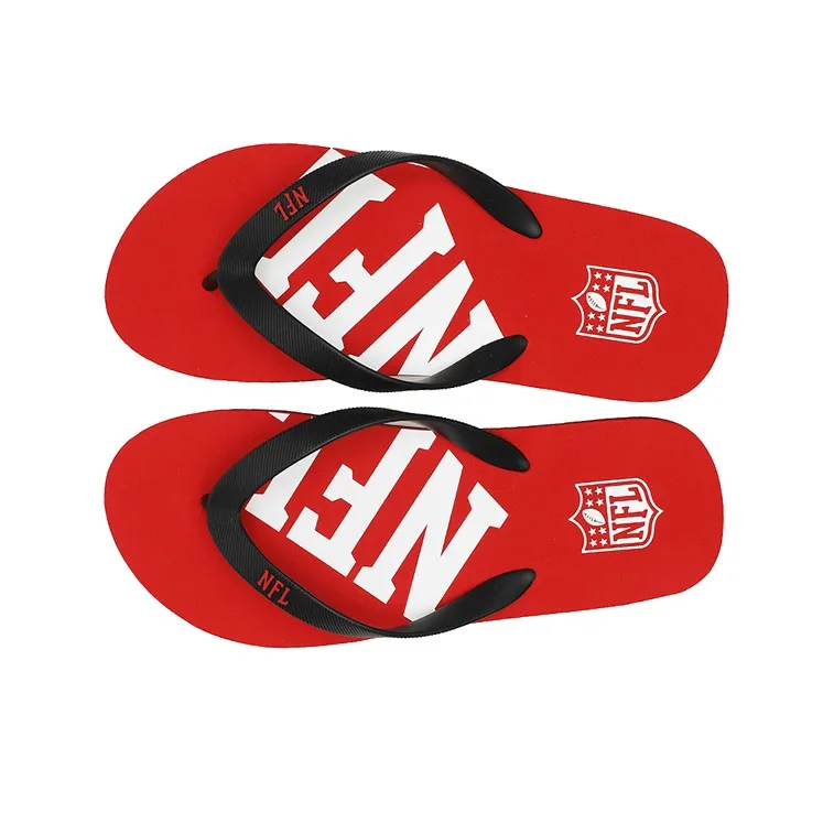 NFL Quiet Odor Resistant Abrasion Resistant Slip Resistant Flip Flops Men's Red-2