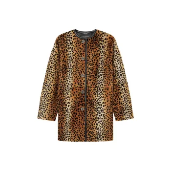 VERSACE Leopard print Collarless Coat