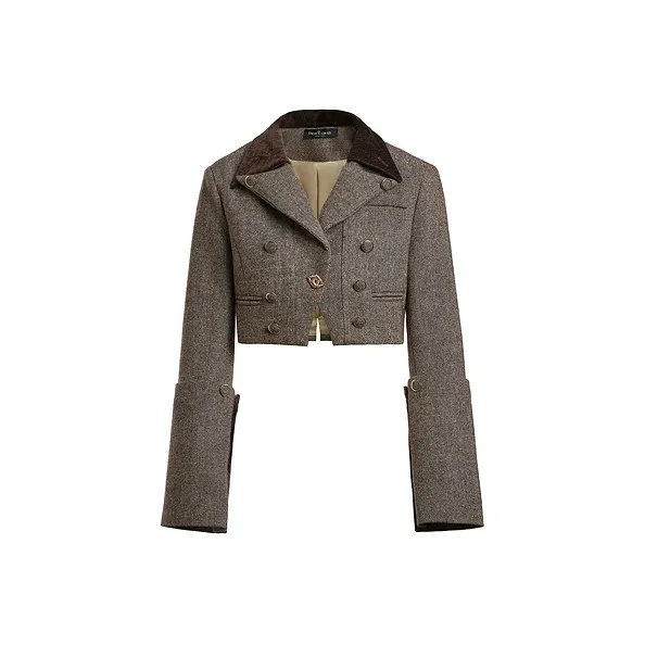 Rich Radi Q's Cropped Coats Women's Gray-0