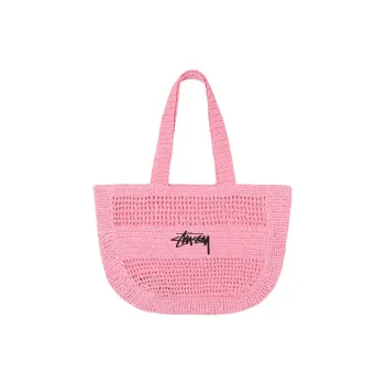 Stussy Woven Tote Bag, Shopping Bag, Handbag, Shoulder Bag Unisex Pink