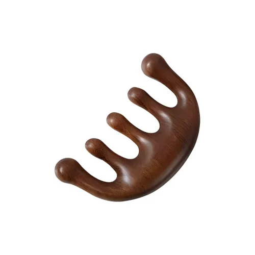 ZHENZI Acupoint Scalp Massage With Five Teeth Sandalwood Comb Follicle Unblocking Five Finger Meridian Scraping
