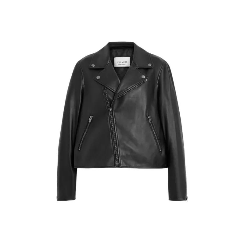 COACH Leather Jacket Women's Black-0