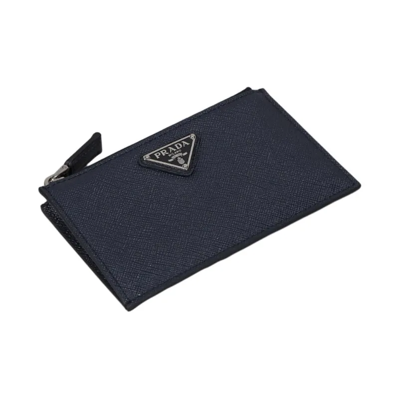 PRADA Saffiano Calfskin Wallet Women's Dark Blue-3