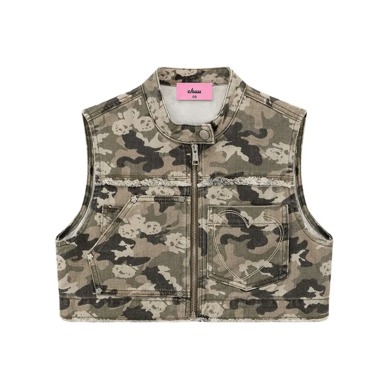CHUU Vest Women's Green Camouflage-0