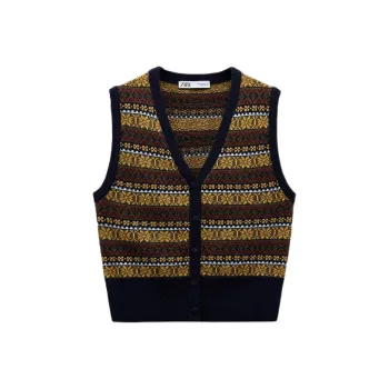 ZARA Vests Women's Multicolor