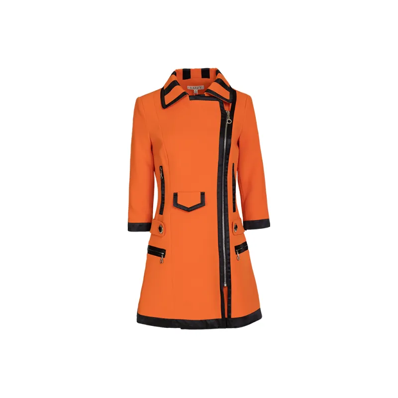 LIZZY Trench Coat Women's Orange Red-0