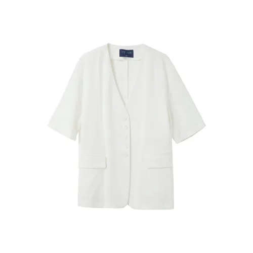 3COLOUR Cropped Coat Women's Ecru