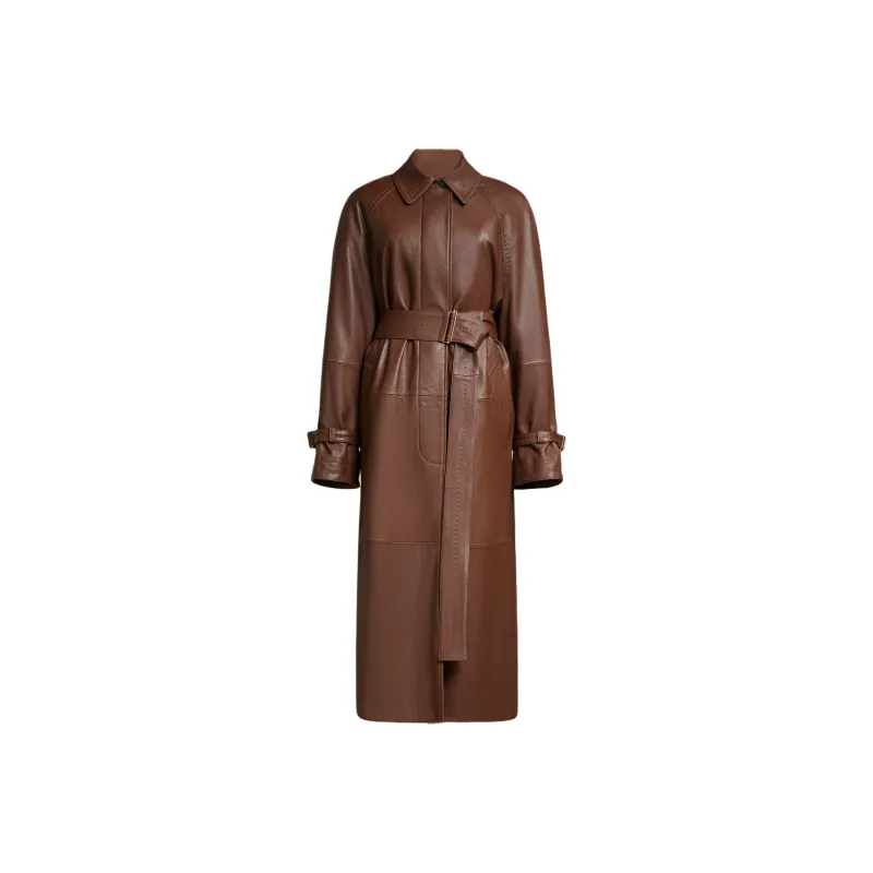 MaxMara Bellico Collection Leather Jacket Women's Brown-0