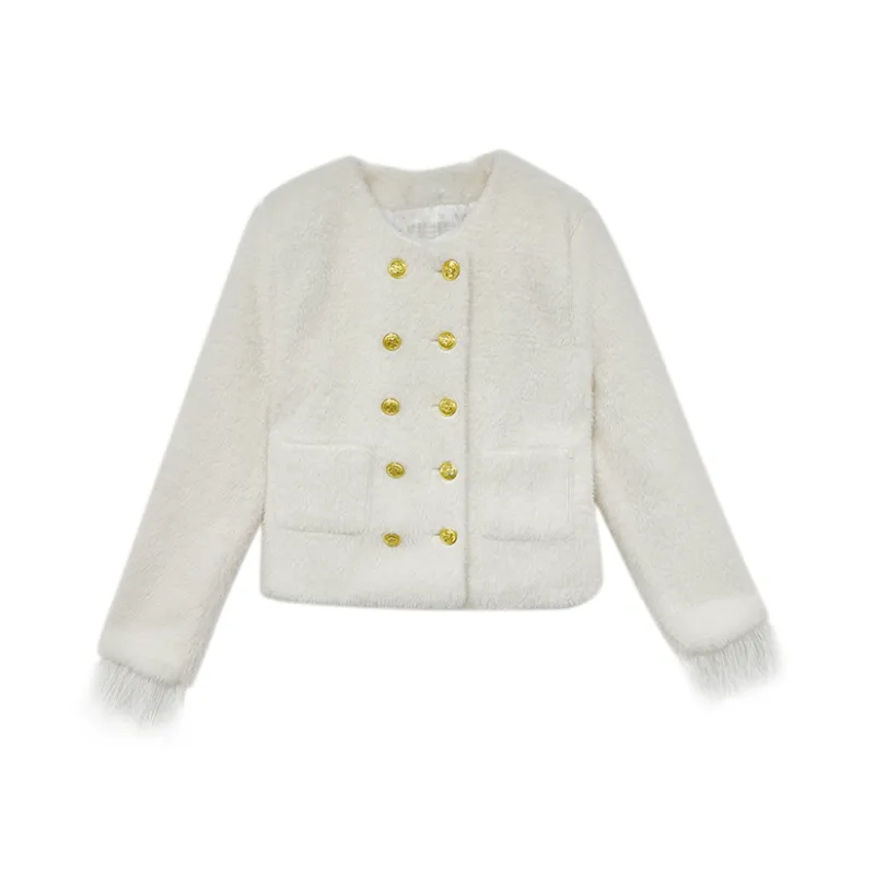 Icicofficial Velvet-feel Coat Women's White-0