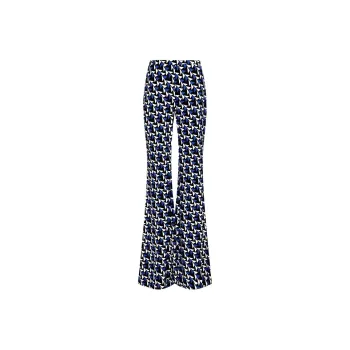 DVF Abstract-print Silk Flared Trousers