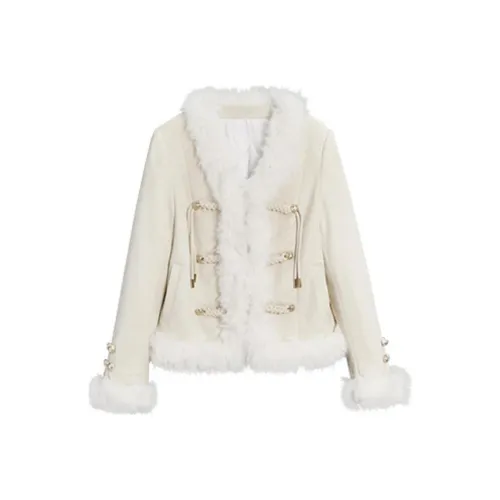 Love To Serve Velvet feel Coat Women's Apricot