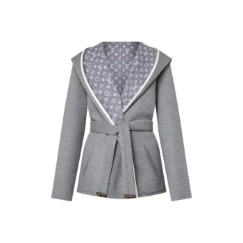 LOUIS VUITTON Reversible Signature Short Hooded Wrap Coat