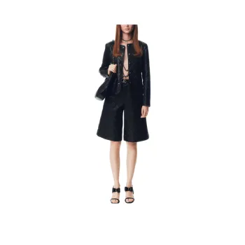 CHANEL 25P Spring Summer Preview Collection Leather Jacket Women's Black