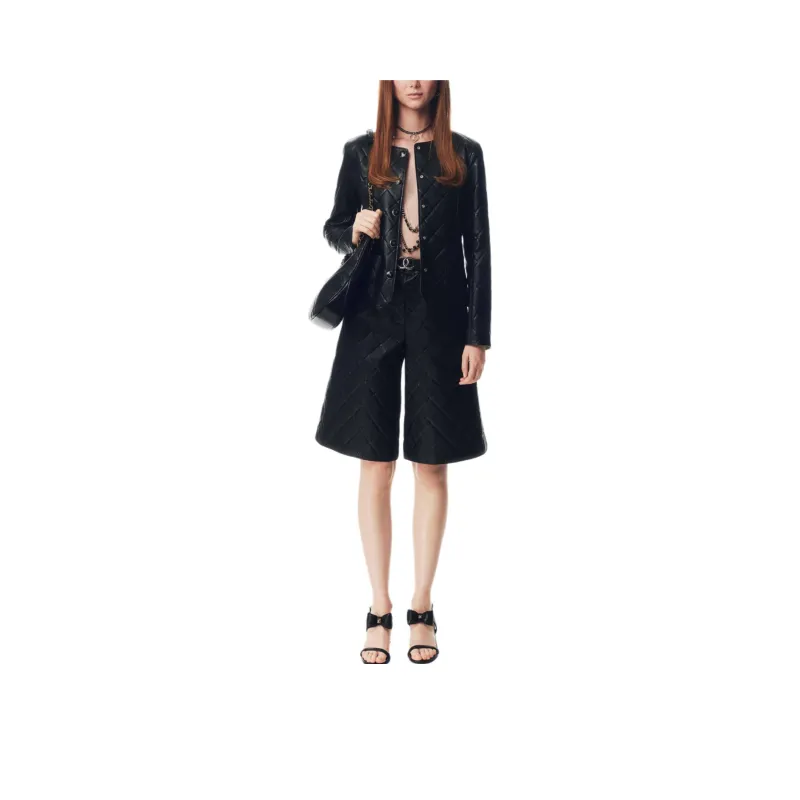 CHANEL 25P Spring Summer Preview Collection Leather Jacket Women's Black-0