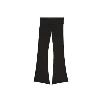 Victoria's Secret PINK COTTON FOLDOVER FLARE LEGGINGS/Black Shine Casual Pants Women's Charcoal Black
