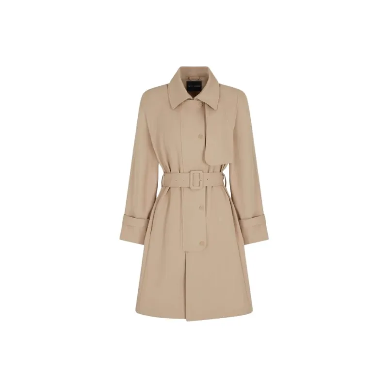 EMPORIO ARMANI Trench Coat With Belt In Water repellent Technical Cotton-0