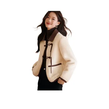 Mo Han Yi Mei Velvet feel Coat Women's Beige Apricot