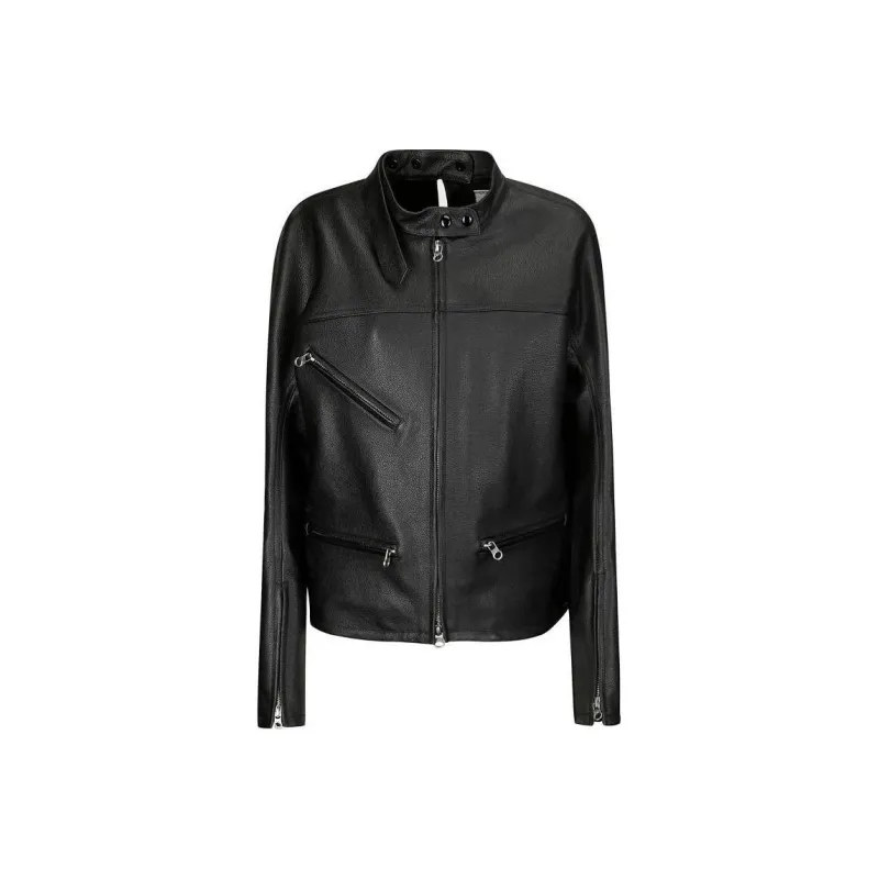 COURREGES Racer Buckle Leather Jacket-0