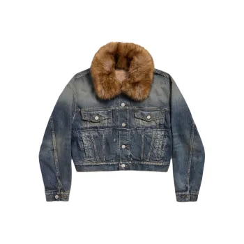 Balenciaga Denim Jacket Regular Fit Women's Blue
