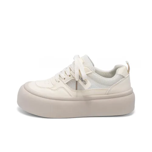 HUANQIU Wrapping, Wear Resistant And Non Slip Low Top Skateboard Shoes Women's Beige