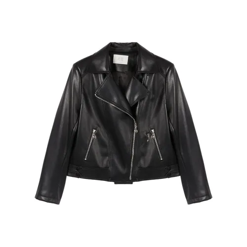 XIANGYING Leather Jacket Women's
