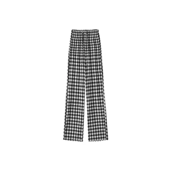 0571 Family Casual Pants Women's Small Black Plaid