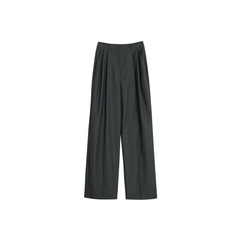 Fstudio Korean High Rise Straight Fit Micro Taper Business Suit Casual Pants Women's Gray-0