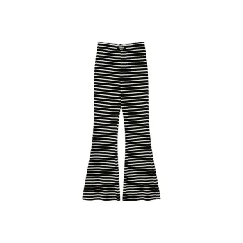 CHUU Casual Pants Women's Black White Stripes