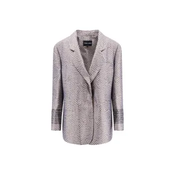 GIORGIO ARMANI Jacquard Viscose Silk And Linen Single breasted Jacket
