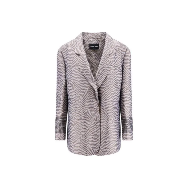 GIORGIO ARMANI Jacquard Viscose Silk And Linen Single breasted Jacket-0