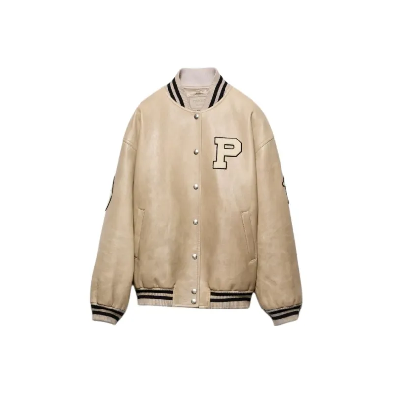 PRADA Logo appliqué Leather Bomber Jacket-0