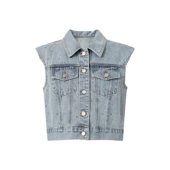 Hopeshow Vests Women's Light Denim Blue 070