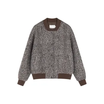 IHIMI Baseball Jacket Women's Floral Yarn Coffee