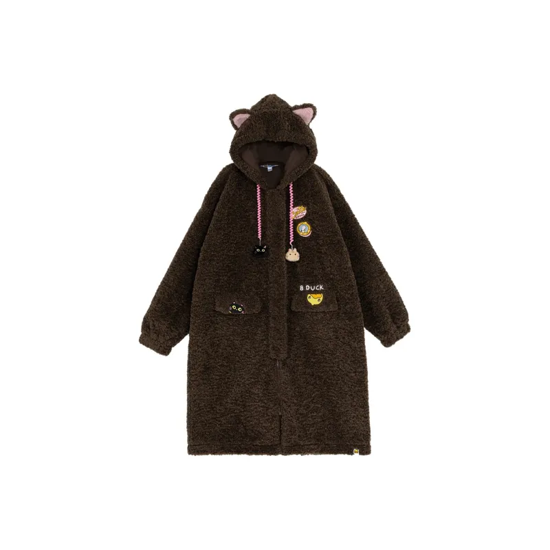 B.Duck Velvet feel Coat Women's Dark Coffee-0