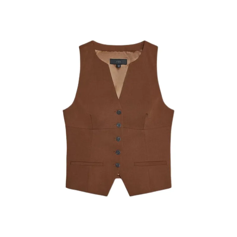 ZARA Vests Women's Light Brown-0