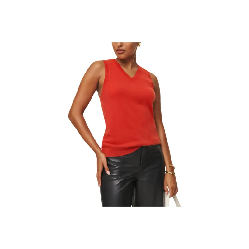 REFORMATION Reese Cashmere Tank Vest Women's Chili Red-0
