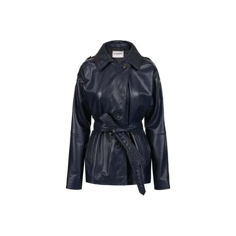 Iceberg SS25 Leather Jacket Women's Dark Blue-0